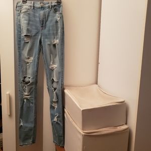 Hollister High Rise Stretch Skinny Jeans Destroyed